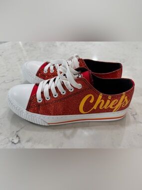 NEW Kansas City Chiefs Red Glitter Low-Top Sneakers for Women